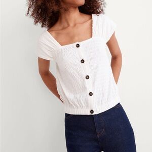 Madewell Crinkle-Knit Button-Front Top